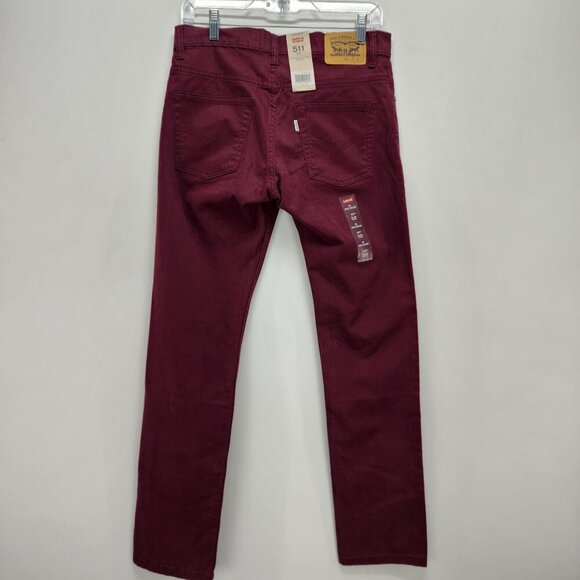 Levis womens jeans Slim Fit Mid Rise Burgundy W29 L29 Super Soft Stretch - Picture 11 of 14